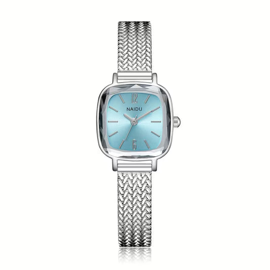 Vintage Silver Mesh Link Womens Watch - Minimalist